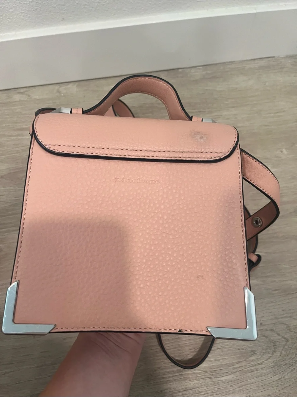 Mackage Rose Pebble Leather Arrow Satchel Crossbody Bag